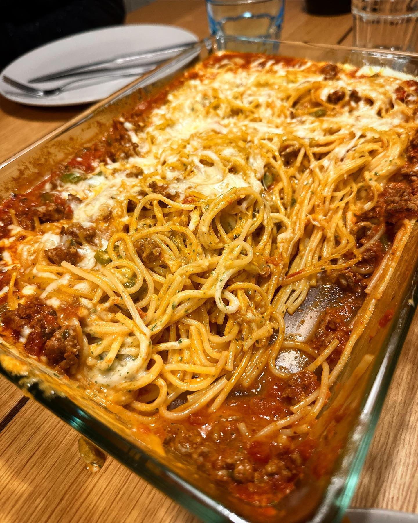 Spaghetti lasagne med alfredo sauce (uden æg)